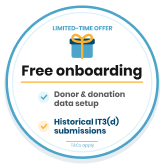 Limited-time offer: free onboarding including donor and donation data setup and historical IT3(d) submissions