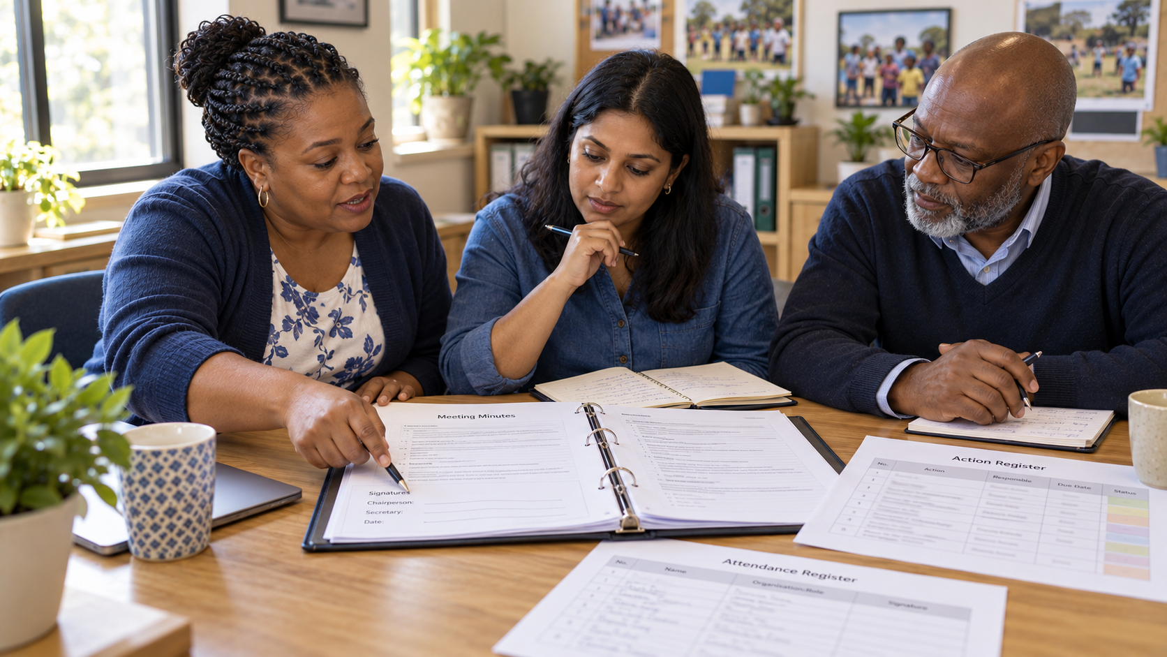 People at office Reviewing-Minutes-and-Missing-Signatures.